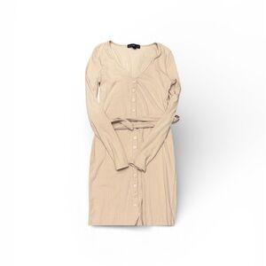 183. Derek Heart Beige Ribbed Womens Midi Dress Size Medium